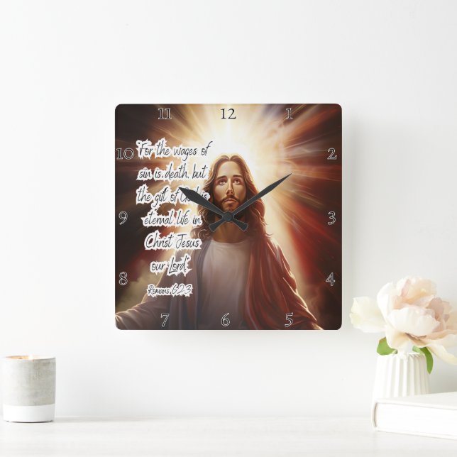Jesus: Eternal Life, God's Gift Square Wall Clock (Home)