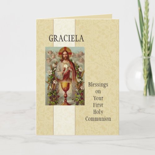 Jesus Eucharist Angels First Holy Communion Card