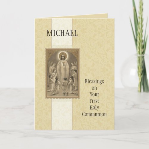 Jesus Eucharist Angels First Holy Communion Card