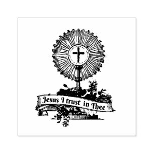 Jesus Eucharist Monstrance Religious Divine Mercy Rubber Stamp