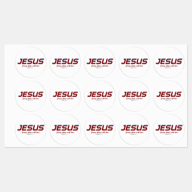 Jesus Every Knee will bow Philippians 2:10-11 Labels (Sheet)