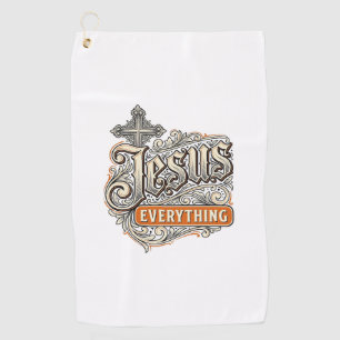 Jesus Everything Vintage Christian Typography Desi Golf Towel