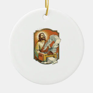 Jesus Excel Sheet Printing 50 Blank Pages Office H Ceramic Ornament