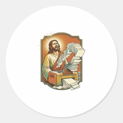 Jesus Excel Sheet Printing 50 Blank Pages Office H Classic Round Sticker