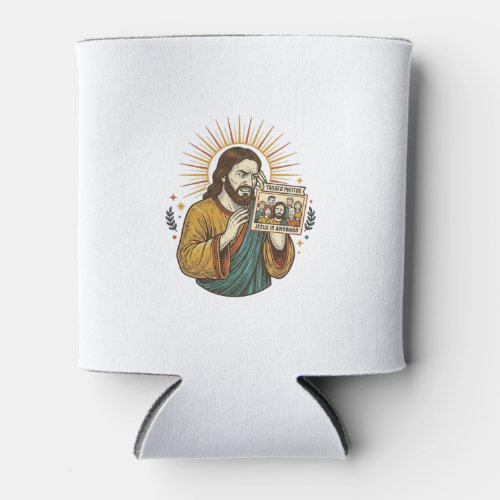 Jesus Eyes Closed Tagged Group Photo Unflattering Can Cooler