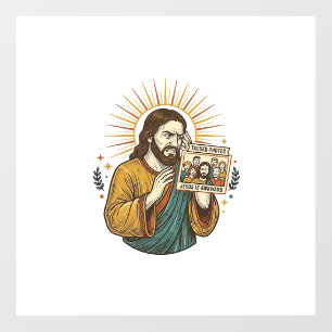 Jesus Eyes Closed Tagged Group Photo Unflattering Floor Decals