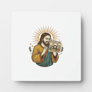 Jesus Eyes Closed Tagged Group Photo Unflattering Plaque