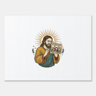Jesus Eyes Closed Tagged Group Photo Unflattering Sign