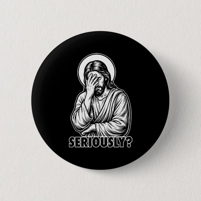 Jesus facepalm funny christian religious meme  button (Front)