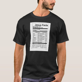 JESUS FACTS WHITE LABEL ON MEN;S DARK TEE