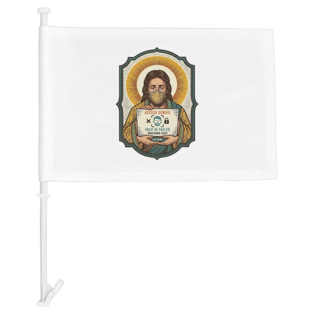 Jesus Failed Face Unlock Mask Recognition Tech Pho Car Flag (Front)