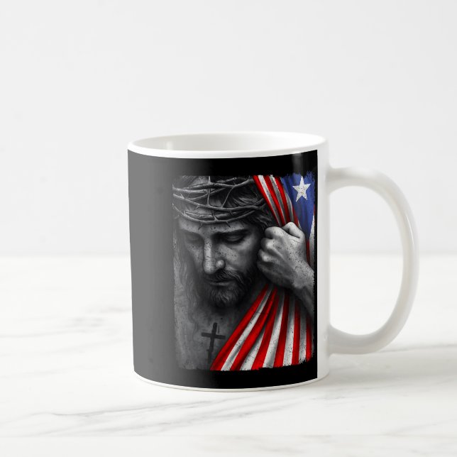 Jesus Faith Cross Crown America Puerto Rico Herita Coffee Mug (Right)