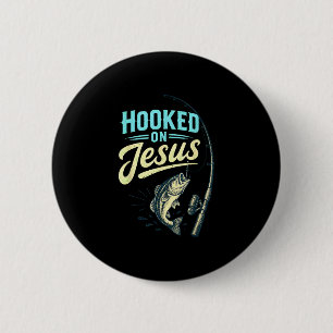 Jesus faith fish fishing vintage design button