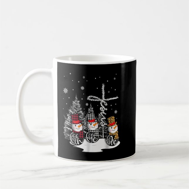 Jesus Faith Hope Love Snowman Christmas Christian Coffee Mug (Left)
