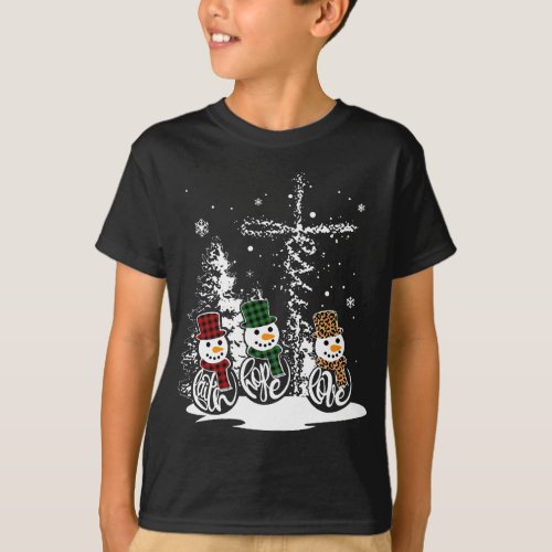 Jesus Faith Hope Love Snowman Funny Merry Xmas For T_Shirt