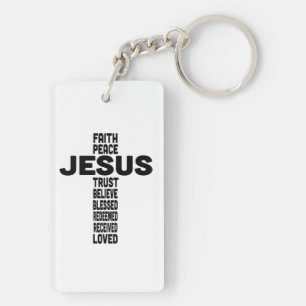 Jesus faith peace trust believe Christian Black  Keychain