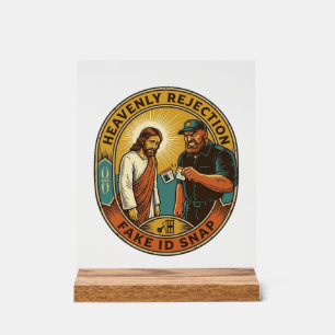 Jesus Fake ID Confiscated Angry Bouncer Club Party Acrylic Sign