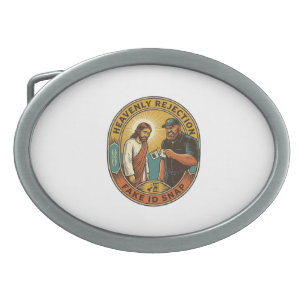 Jesus Fake ID Confiscated Angry Bouncer Club Party Belt Buckle