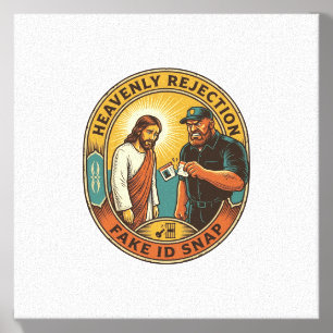 Jesus Fake ID Confiscated Angry Bouncer Club Party Canvas Photo Tile