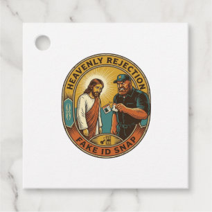 Jesus Fake ID Confiscated Angry Bouncer Club Party Favor Tags