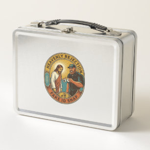 Jesus Fake ID Confiscated Angry Bouncer Club Party Metal Lunch Box