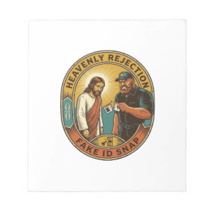 Jesus Fake ID Confiscated Angry Bouncer Club Party Notepad
