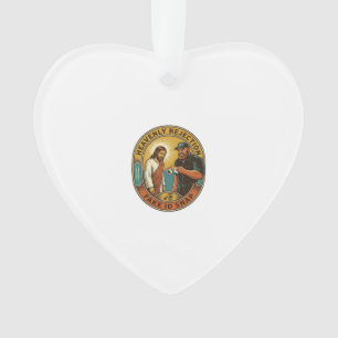 Jesus Fake ID Confiscated Angry Bouncer Club Party Ornament