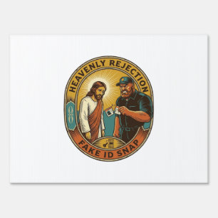 Jesus Fake ID Confiscated Angry Bouncer Club Party Sign