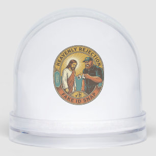 Jesus Fake ID Confiscated Angry Bouncer Club Party Snow Globe