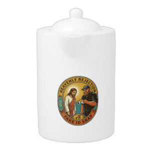 Jesus Fake ID Confiscated Angry Bouncer Club Party Teapot