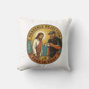Jesus Fake ID Confiscated Angry Bouncer Club Party Throw Pillow