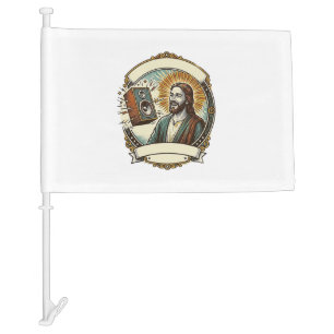 Jesus Fake Laughing Loud Club Cant Hear Party Humo Car Flag