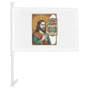 Jesus Fake Verified Checkmark Scam Troll Social Hu Car Flag