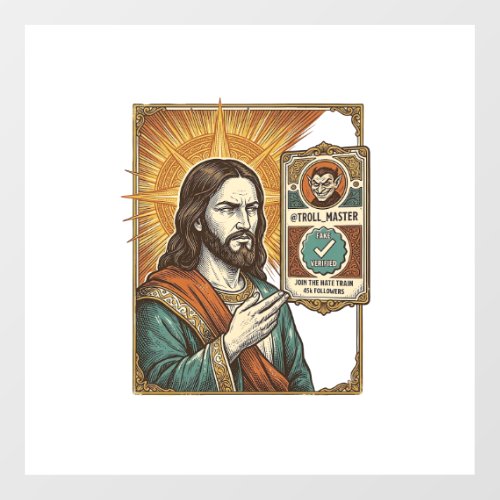 Jesus Fake Verified Checkmark Scam Troll Social Hu Floor Decals