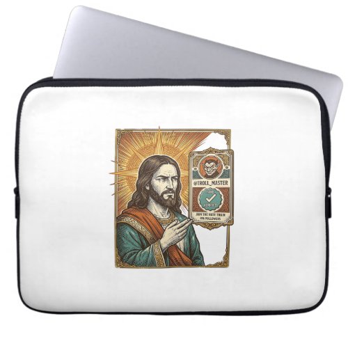 Jesus Fake Verified Checkmark Scam Troll Social Hu Laptop Sleeve
