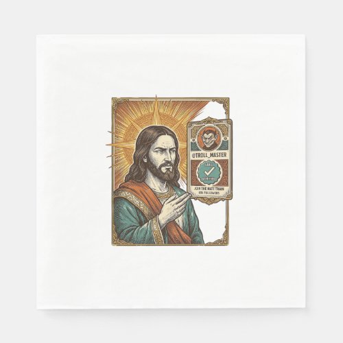 Jesus Fake Verified Checkmark Scam Troll Social Hu Napkins