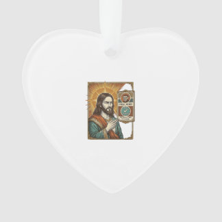 Jesus Fake Verified Checkmark Scam Troll Social Hu Ornament