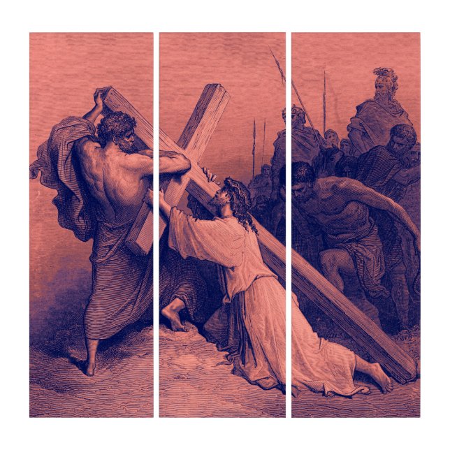 Jesus Falling Beneath the Cross | Bible Triptych (Front)