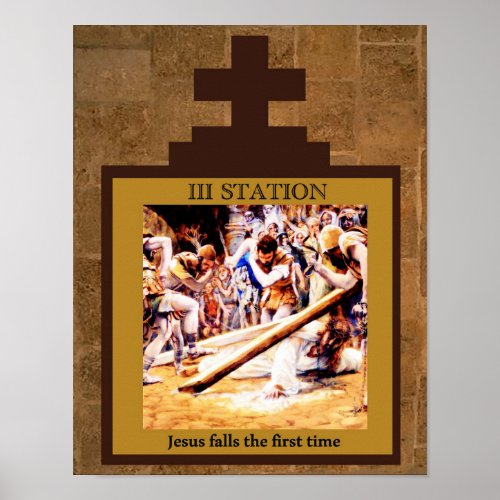 Jesus Falls the First Time Station 3 Poster