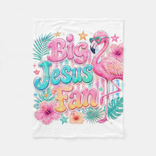 Jesus Fan with Flamingo Blanket