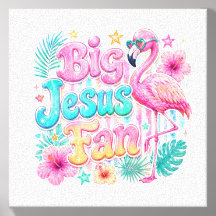 Jesus Fan with Flamingo Canvas Photo Tile