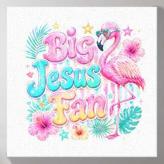 Jesus Fan with Flamingo Canvas Photo Tile