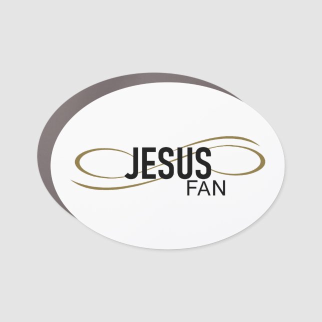 Jesus Fan With Swirl Car Magnet (Front)