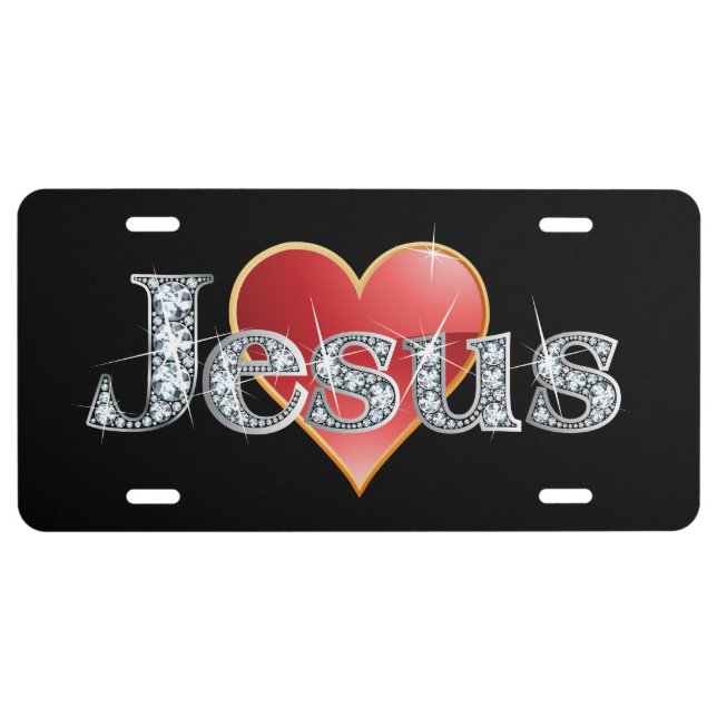 Jesus Faux-"Diamond" Bling License Plate (Front)