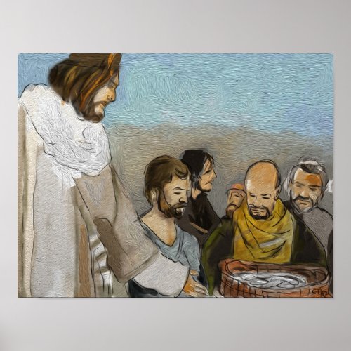 Jesus Feeding  Five Thousand Poster