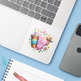 Jesus Fills My Cup Christian Coffee Lovers Psalm  Sticker