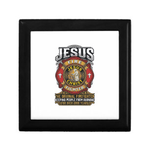 Jesus Firefighter Vintage Christian Faith Shirt Gift Box