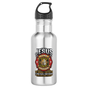 Jesus Firefighter Vintage Christian Faith Shirt Stainless Steel Water Bottle