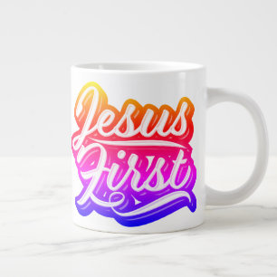 Jesus First Bright Colors Giant Coffee Mug