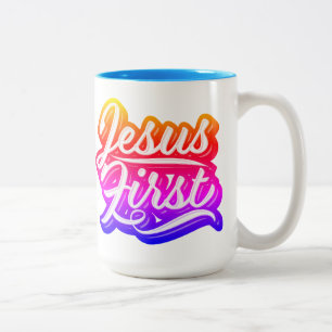 Jesus First Bright Colors Two-Tone Coffee Mug